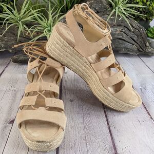 MICHAEL KORS Sofia Lace-Up Mid-Wedge Sandals